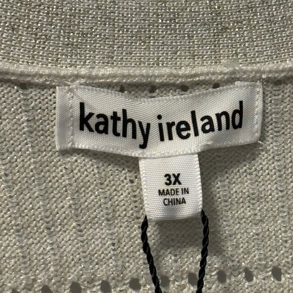 Kathy Ireland Womens Open Front Cardigan 3X Beige/Golf Rayon & Polyester Blend K - Picture 3 of 11